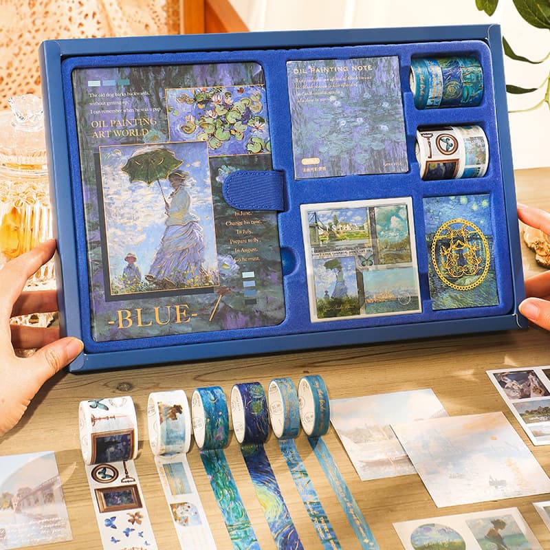 Retro Oil Painting Light Shadow Series Scrapbook Gift Box High-value Ins Style Notebook Sticker Material Wholesale