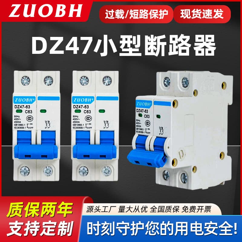 Air Switch DZ47-63/2P Miniature Circuit Breaker 63A C45 MCB Switch 16A 32A