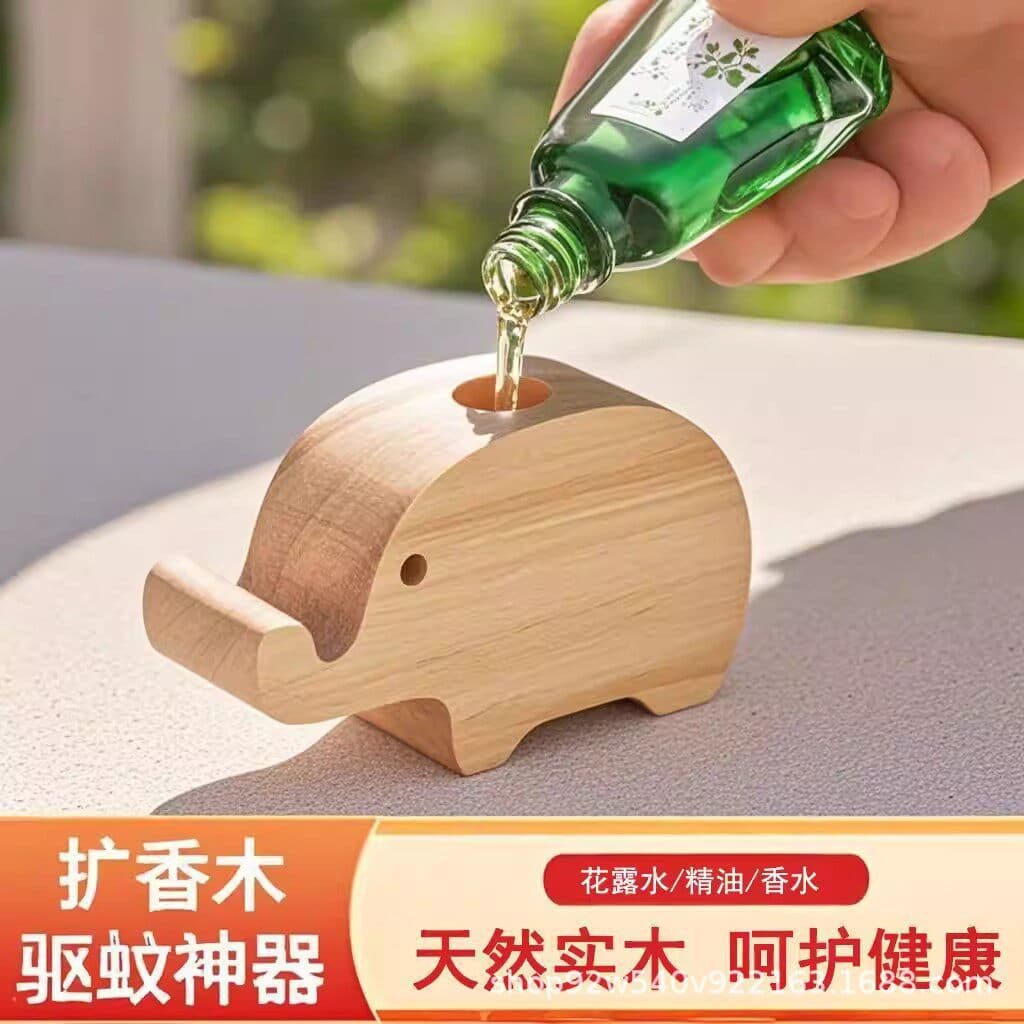 Natural Aromatic Wood Elephant Diffuser, Long-Lasting Home Essential Oil Scented Decoration, Solid Wood Mosquito Repellent Aromatherapy Tool