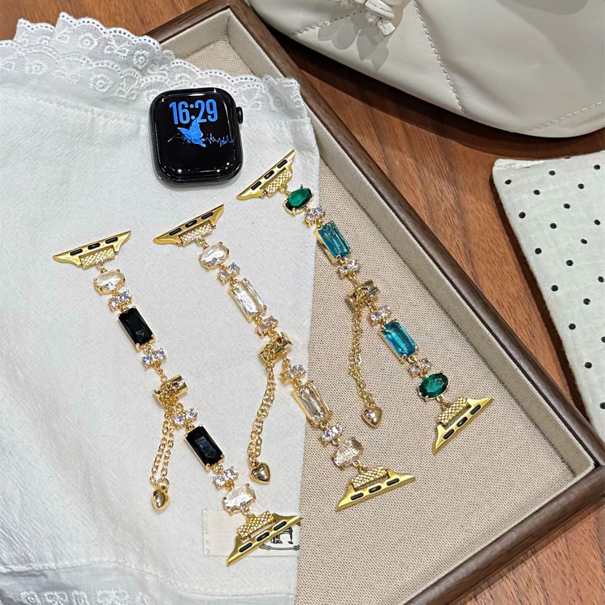 New Crystal Copper Zirconium Bracelet Compatible with Apple Watch S10, Apple Watch Band 11/10/9/8/7/6/5/4
