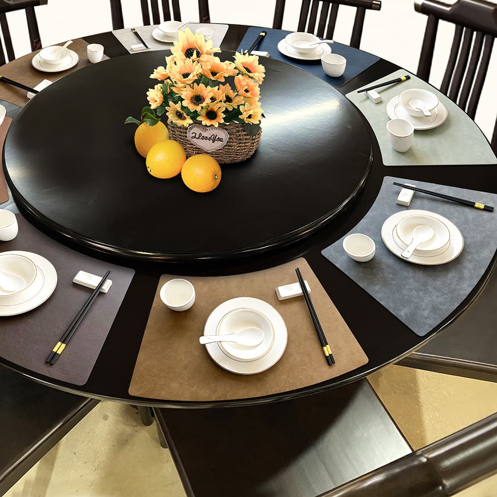 Leather Dining Mat Hotel Restaurant Fan Shape Western Dining Pad European Cowhide Pattern Heat Resistant Table Mat Home Use