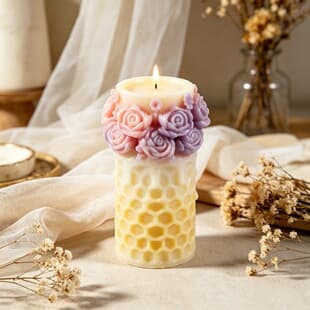 Rose Honeycomb Candle Mold Geometric Cylinder Scented Candle Handmade Soap DIY Silicone Mold Cross-Border Direct Supply