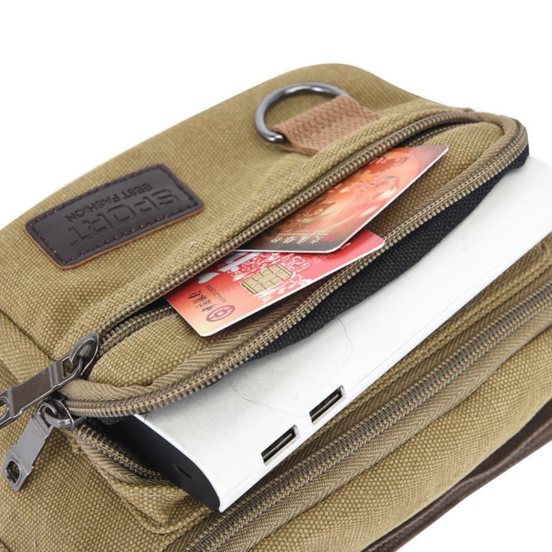 Canvas Waist Bag for Men, Durable and Wear-Resistant, Crossbody Phone Bag, Outdoor Vendor Cashier Coin Purse, Chest Bag for Women