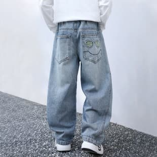 Boys' Pants Spring/Autumn 2026 New Children's Jeans Streetwear Big Kids Straight-Leg Pants Fashion Casual Long Pants