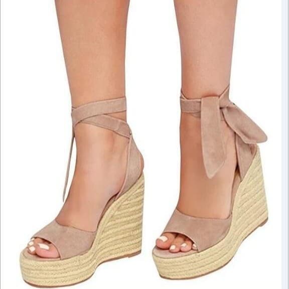 Cross-border Source WISH AliExpress Hot Style Strap Open-Toe Sandals Platform High Heel Wedge Casual Shoes L105
