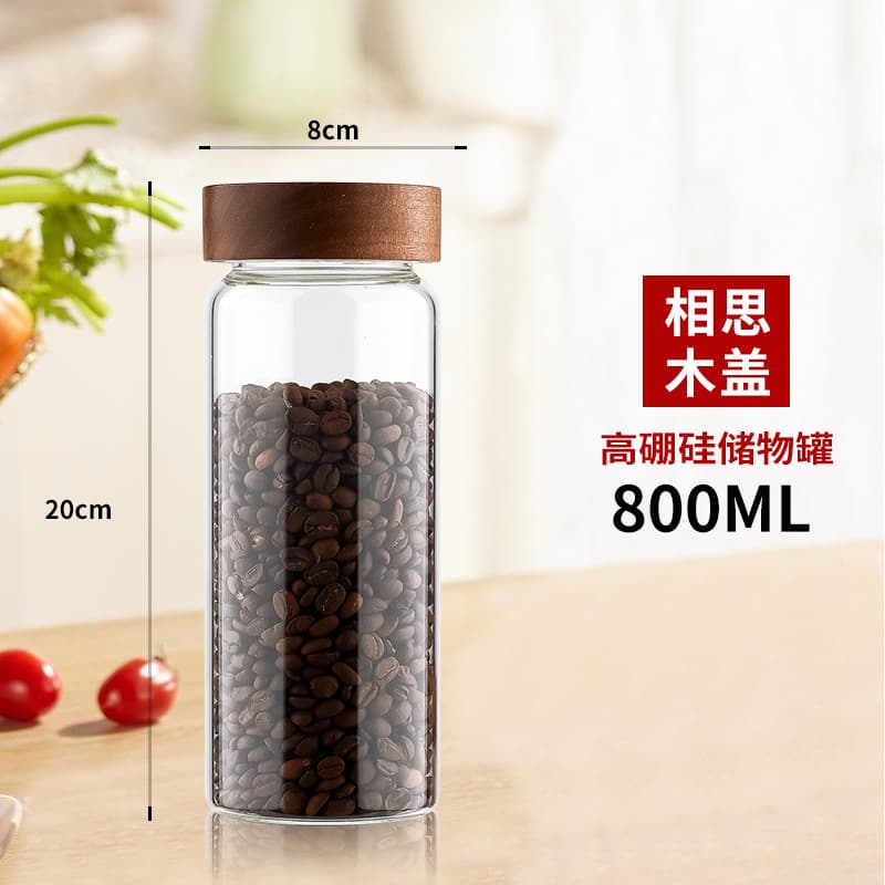 Wholesale High Borosilicate Glass Jar Acacia Wood Airtight Jar Kitchen Storage Jar for Grains Snacks Tea Storage Jar