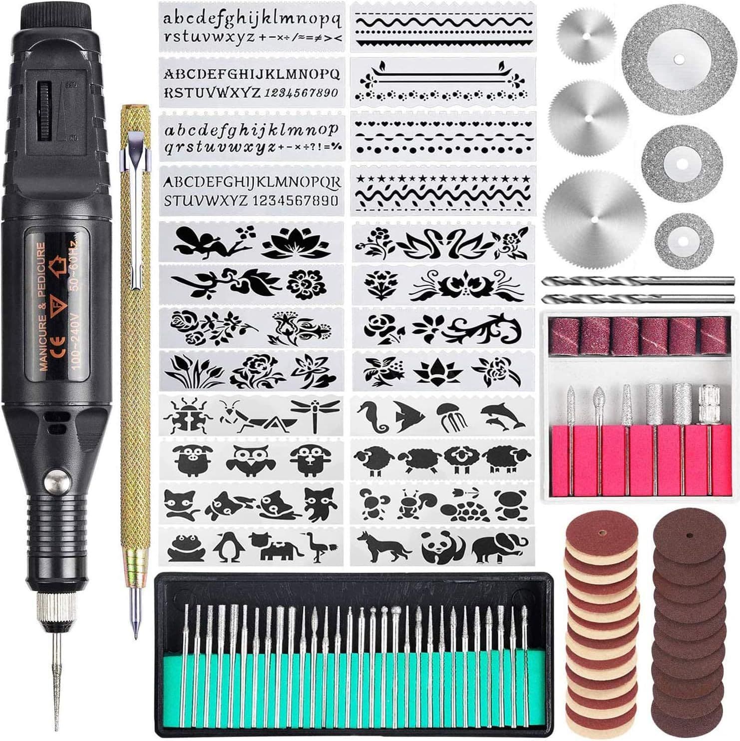 Mini Electric Nail Drill Machine 60-Piece Set Manicure DIY Micro Electric Drill Tool for Nail Polishing Removal Carving