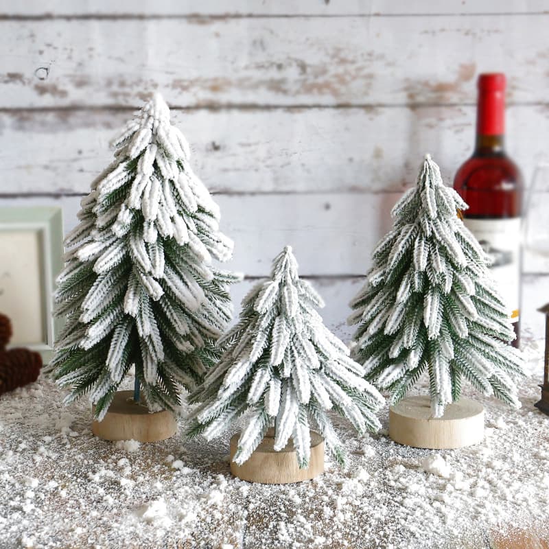 Hong Kong Style Round Wood Base Christmas Tree 2023 Amazon Christmas Decorations Velvet Mini Tree Spruce Decoration
