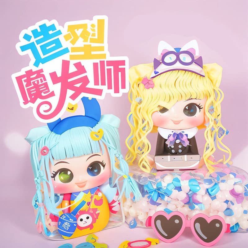 Hair Styling Wizard Cartoon DIY Material Kit: Cute Girl Set, Hair Clips, Accessories, and Hairstyle Ideas