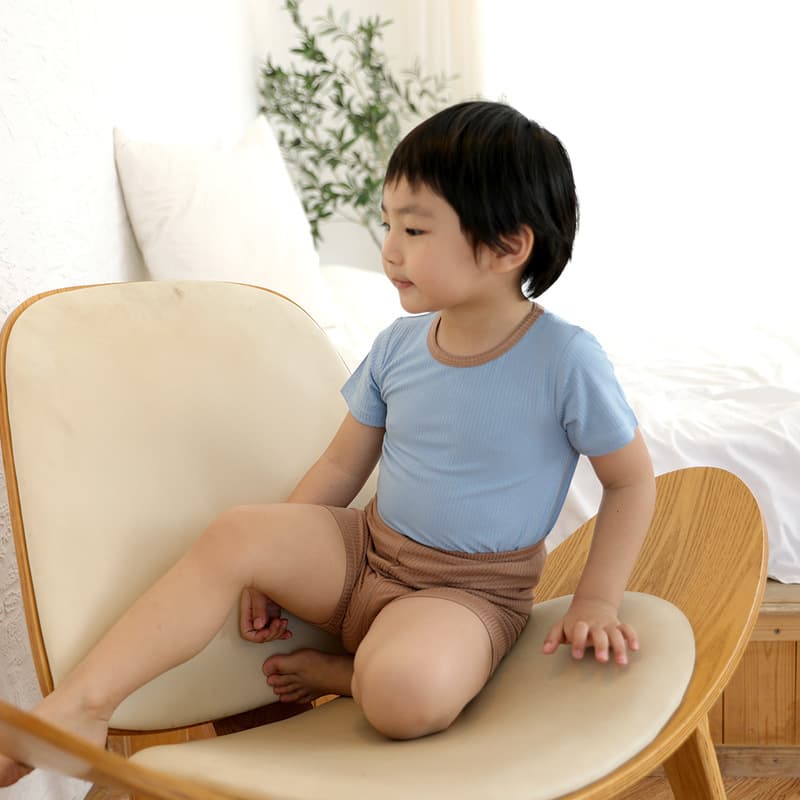 2022 Children's Summer New Minkymom Kids Boys and Girls Baby Short Sleeve Shorts Homewear Color Soft Suit