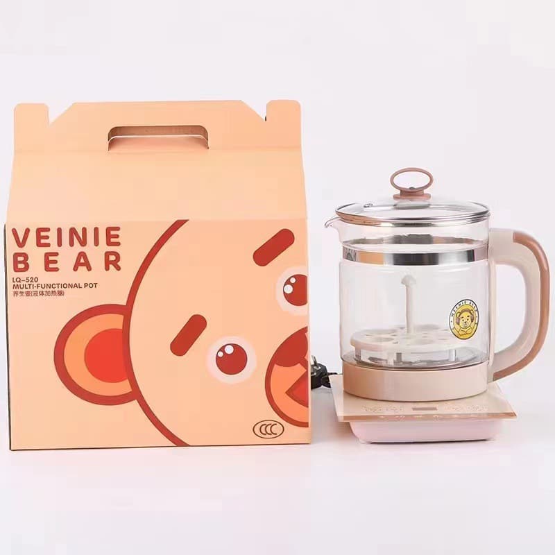Wholesale Winnie the Pooh household health kettle, decoction kettle, kettle, small flower boiling teapot, glass electric kettle, kettle