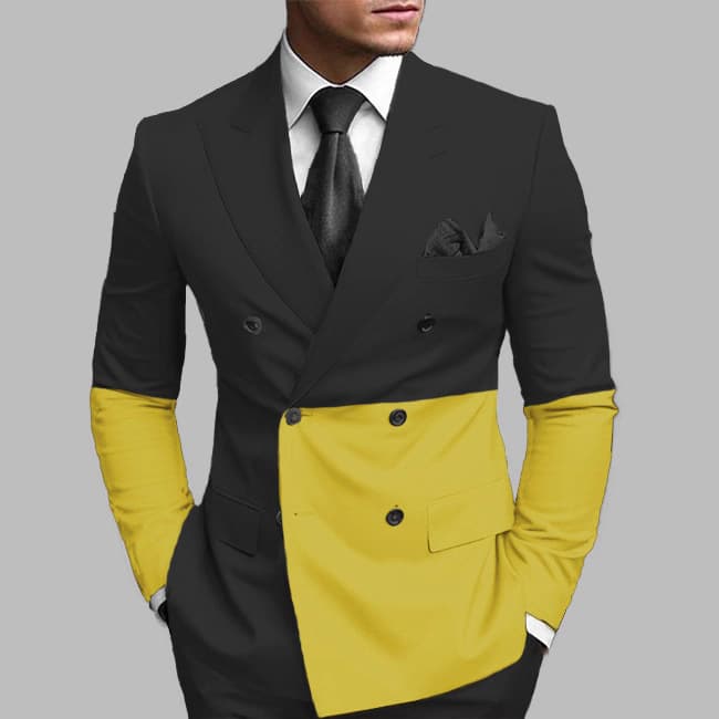 Men's Autumn New Arrival Big Size British Business Casual Printed Double-Breasted Side Vent Suit Jacket