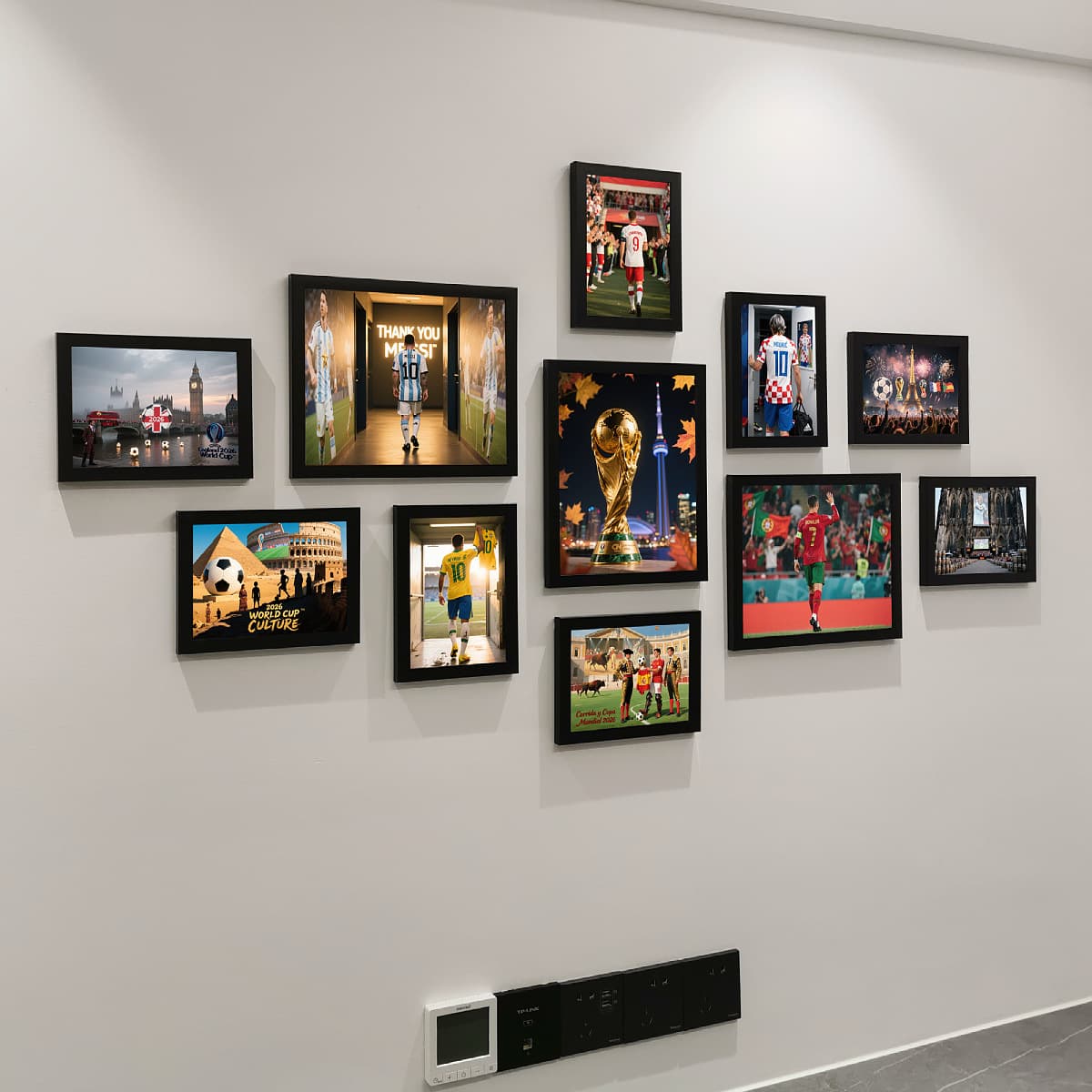 Messi/Ronaldo Star Poster Frame 2026 World Cup Final Dance Creative Living Room Background Decoration Photo Wall