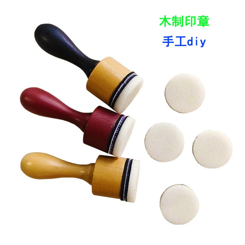 Cross-border wooden handle sponge seal coloring hollow template coloring tool hand account ink mud diy blooming material