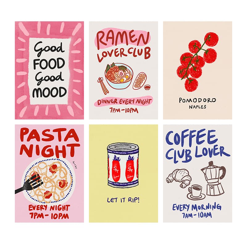 Retro hand-painted style tomato ins poster coffee shop decoration painting wall sticker tomato cake shop hanging painting