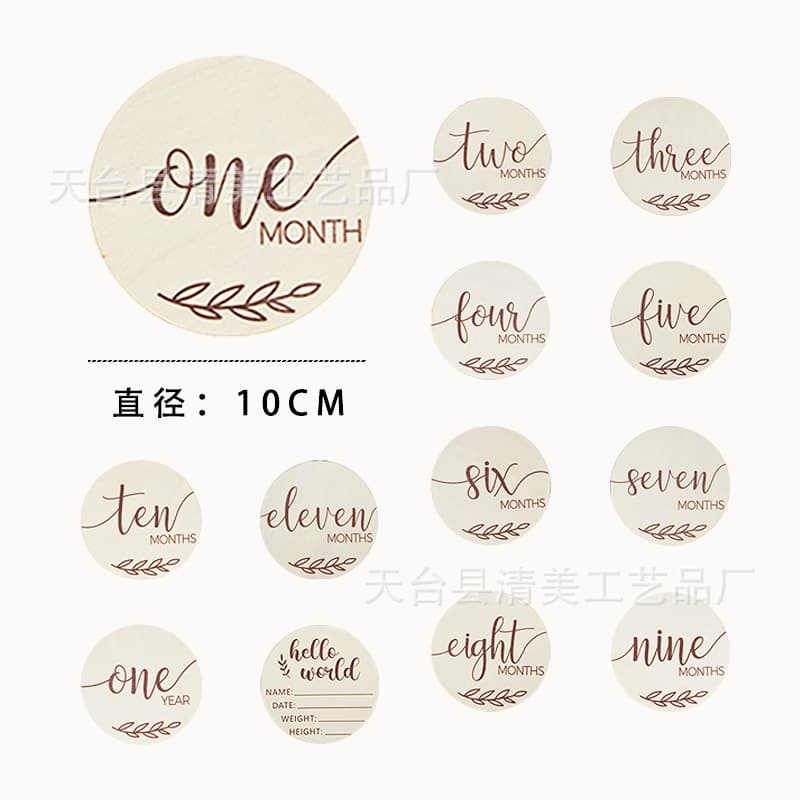 Baby printed commemorative card, baby birth record, growth wooden milestone photo props