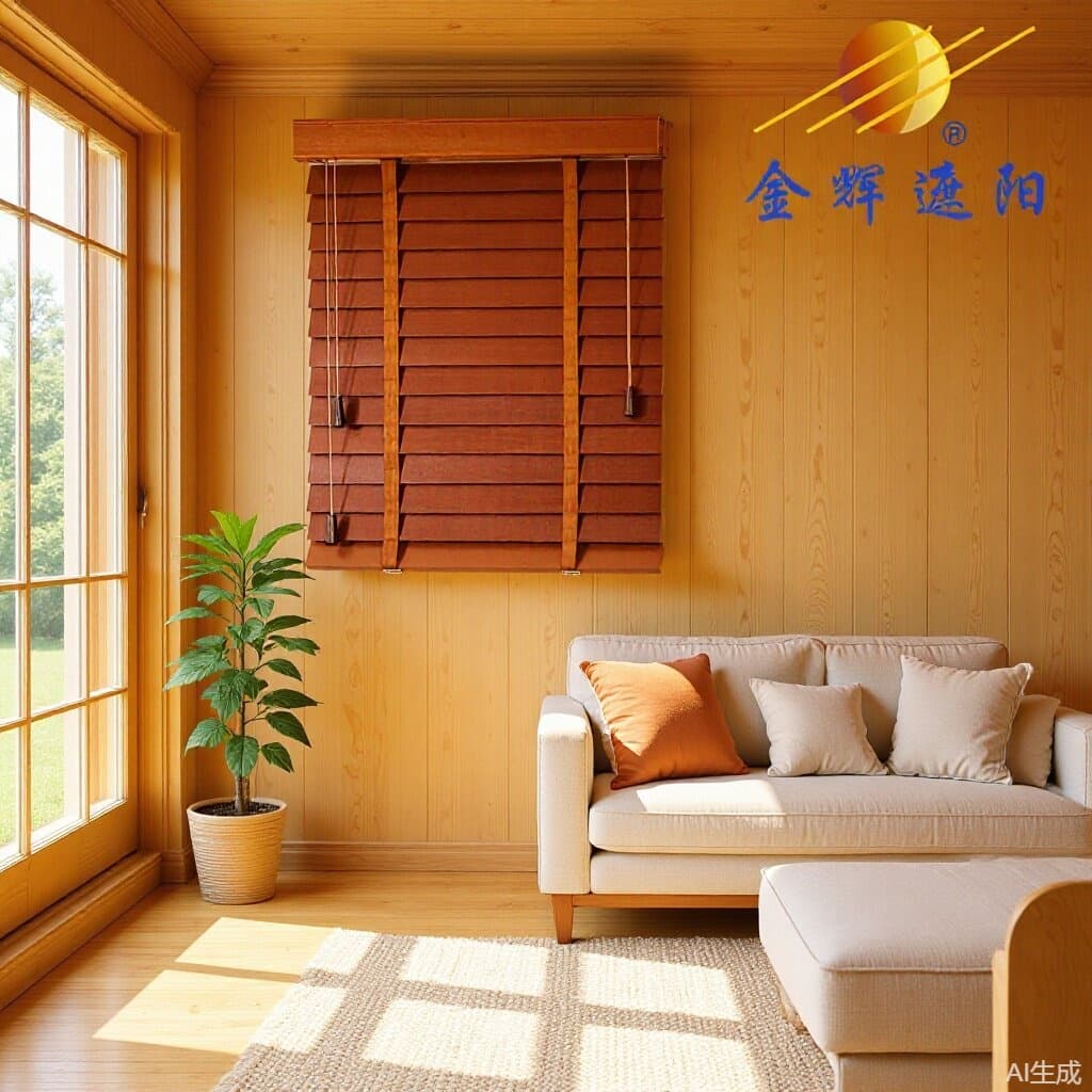 Custom Solid Wood Blind with Double-Sided Pull Cord, Vintage Style for Balcony, Study, Bedroom, Cross-Border Wooden Venetian Roller Blind