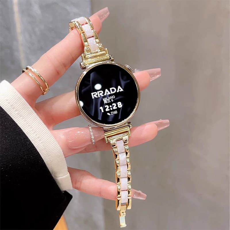 Compatible with Huawei GT6 Metal Three-Bead Resin Slim Watch Band, Huawei GT5 Women's 41mm Waist-Slimming Band