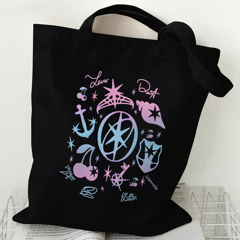 Katseye girl group gradient symbol graffiti canvas bag member signature printed commuting tote bag 60707