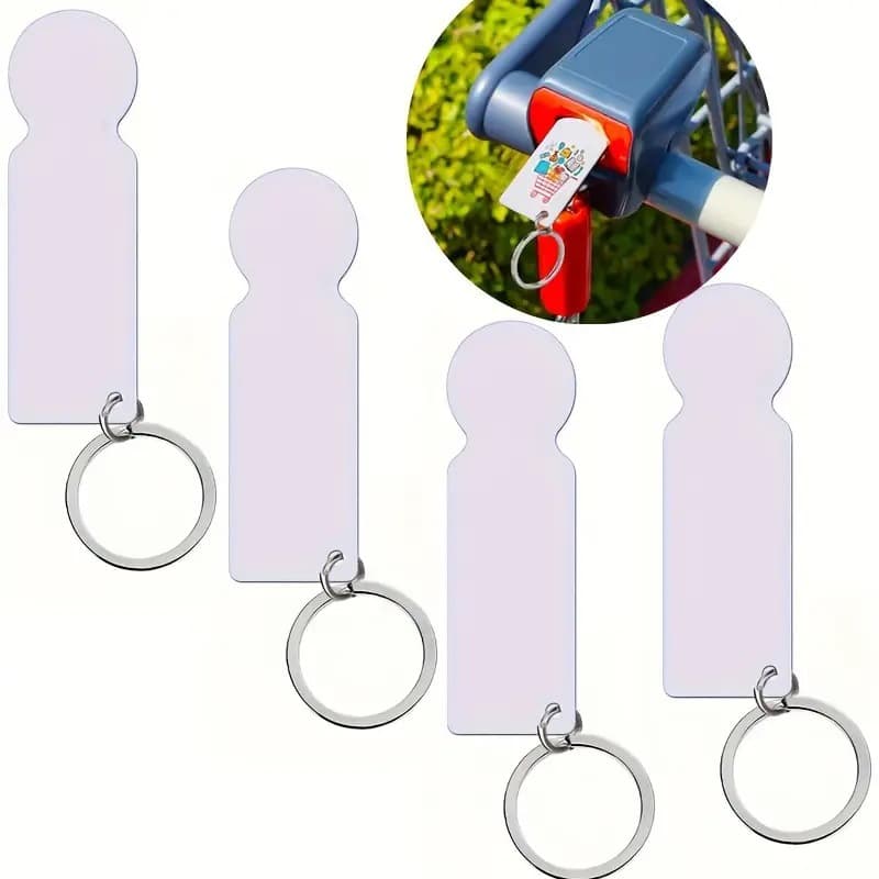 Sublimation Manufacturer Wholesale Aluminum Shopping Cart Coin Keychain Heat Transfer Blank Keychain DIY