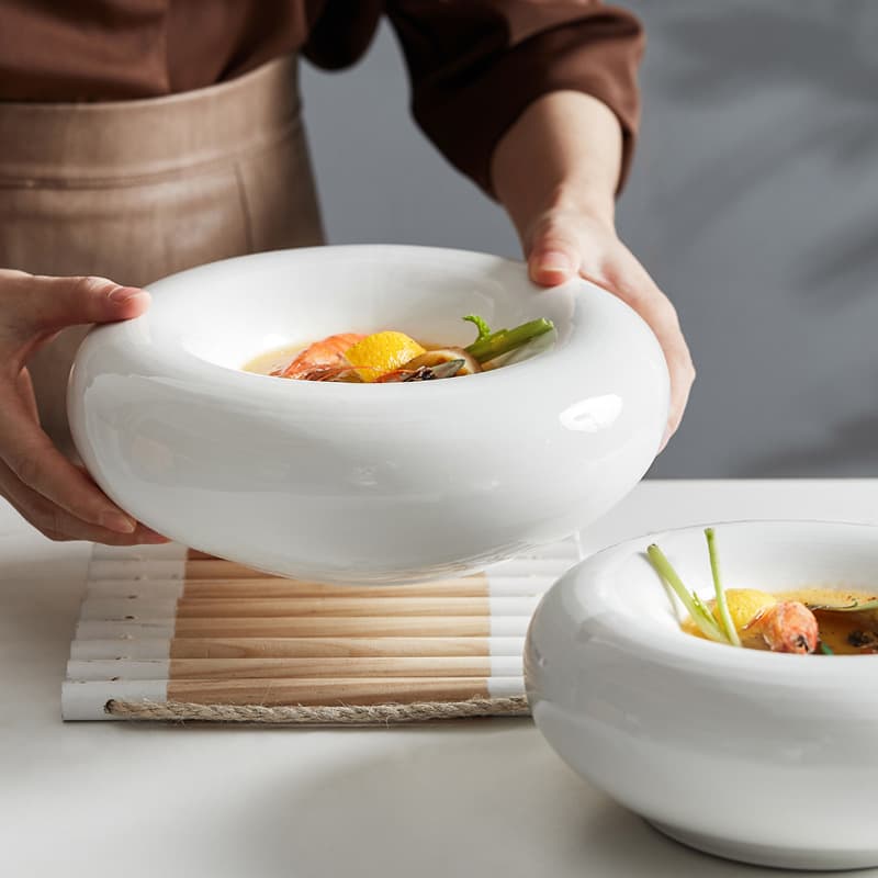 Creative Heat-Retaining Plate Artistic Tableware Hotel Ceramic Plate Unique Restaurant Dish High-end European Plating