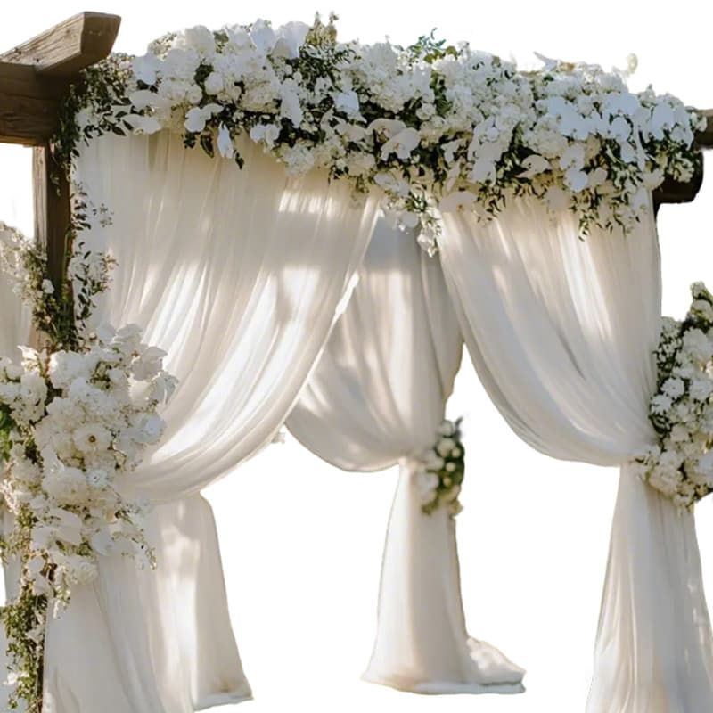 Cross-border Wedding Sheer Fabric Tulle Outdoor White Party Scene Decoration Backdrop Wedding Arch Marriage Drape