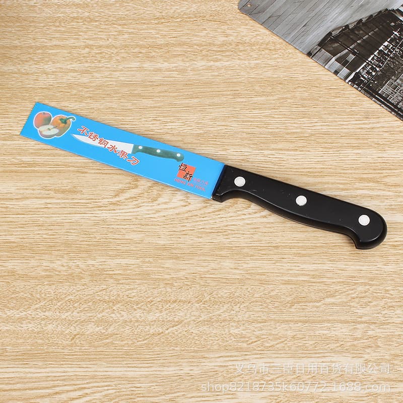 Three-Nail Knife with Sheath, Stainless Steel Kitchen Utensil, Black Handle Multi-purpose Fruit Knife, In-stock Wholesale