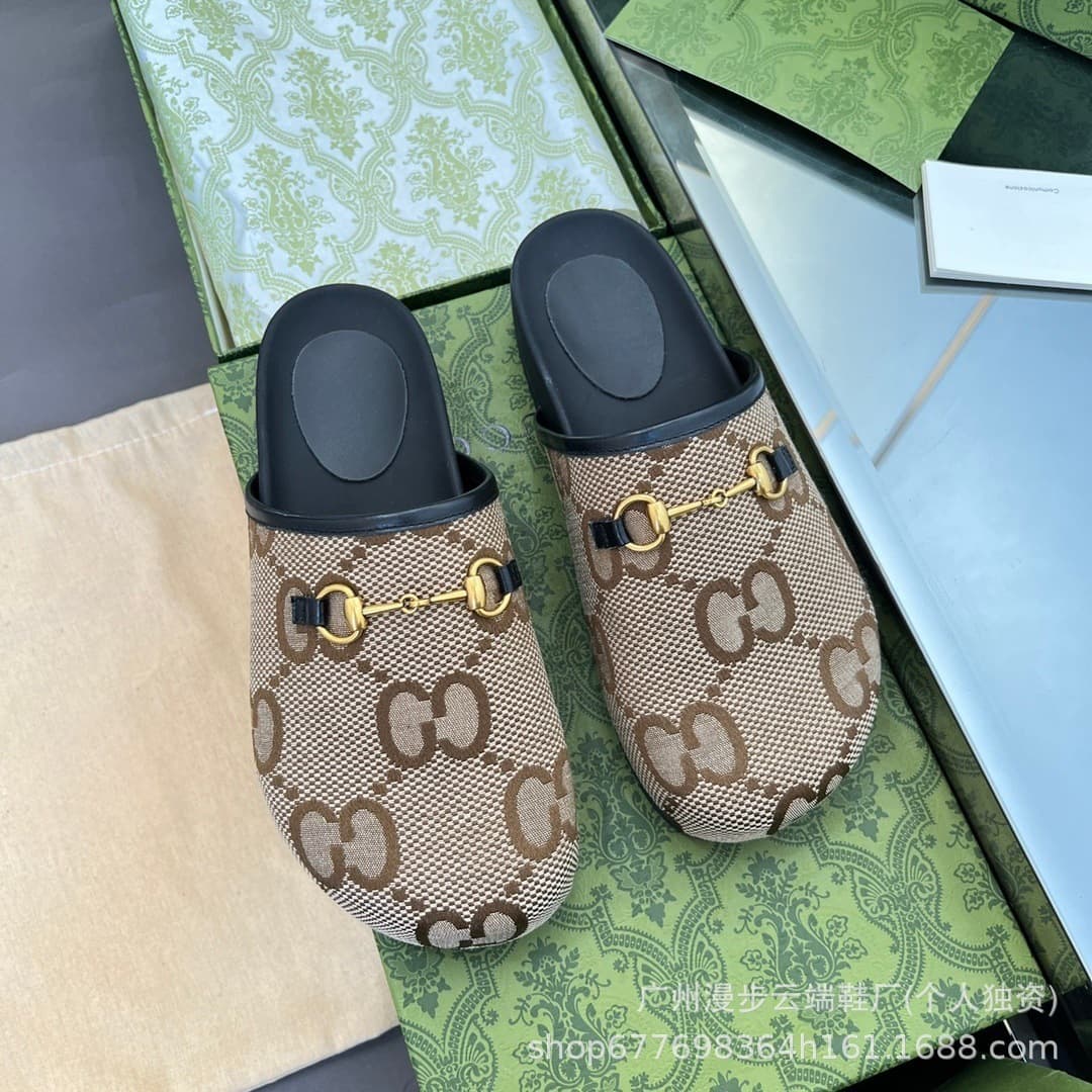 G Family Baotou Half Slippers Couple Style 2026 Summer Outdoor Horsebit Mules Versatile Slip-On Lazy Shoes