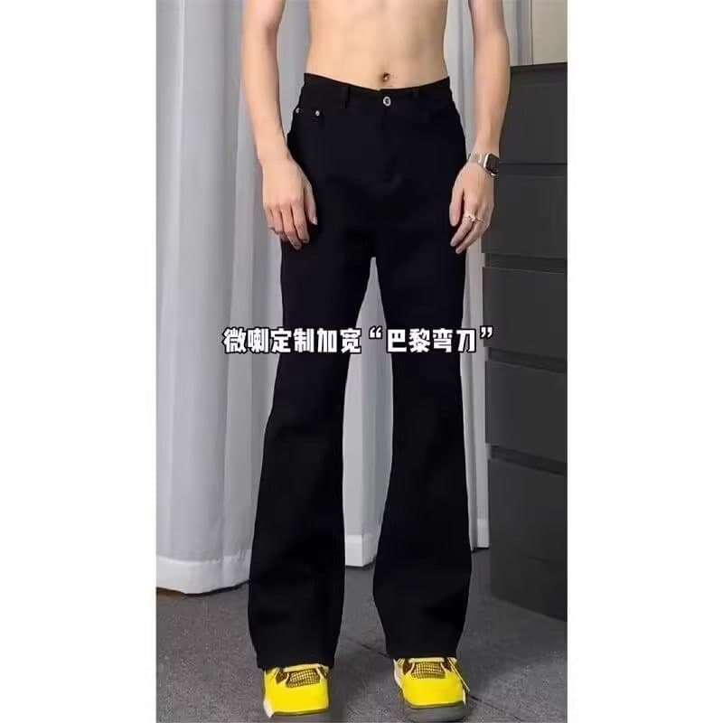High-Street Stretch Curved-Seam Bootcut Jeans for Men, Spring/Fall American High-Street Vibe Pants, Plus Size Straight-Leg Jeans