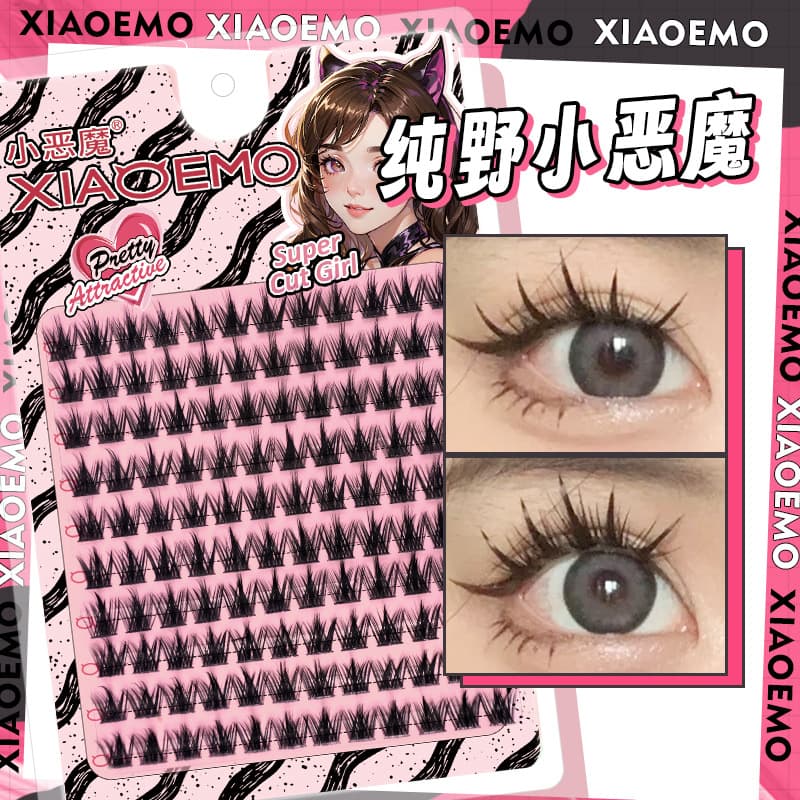 10 rows of ultra-large capacity pure wild little devil false eyelashes, thick and photogenic, mixed lazy trilogy false eyelashes