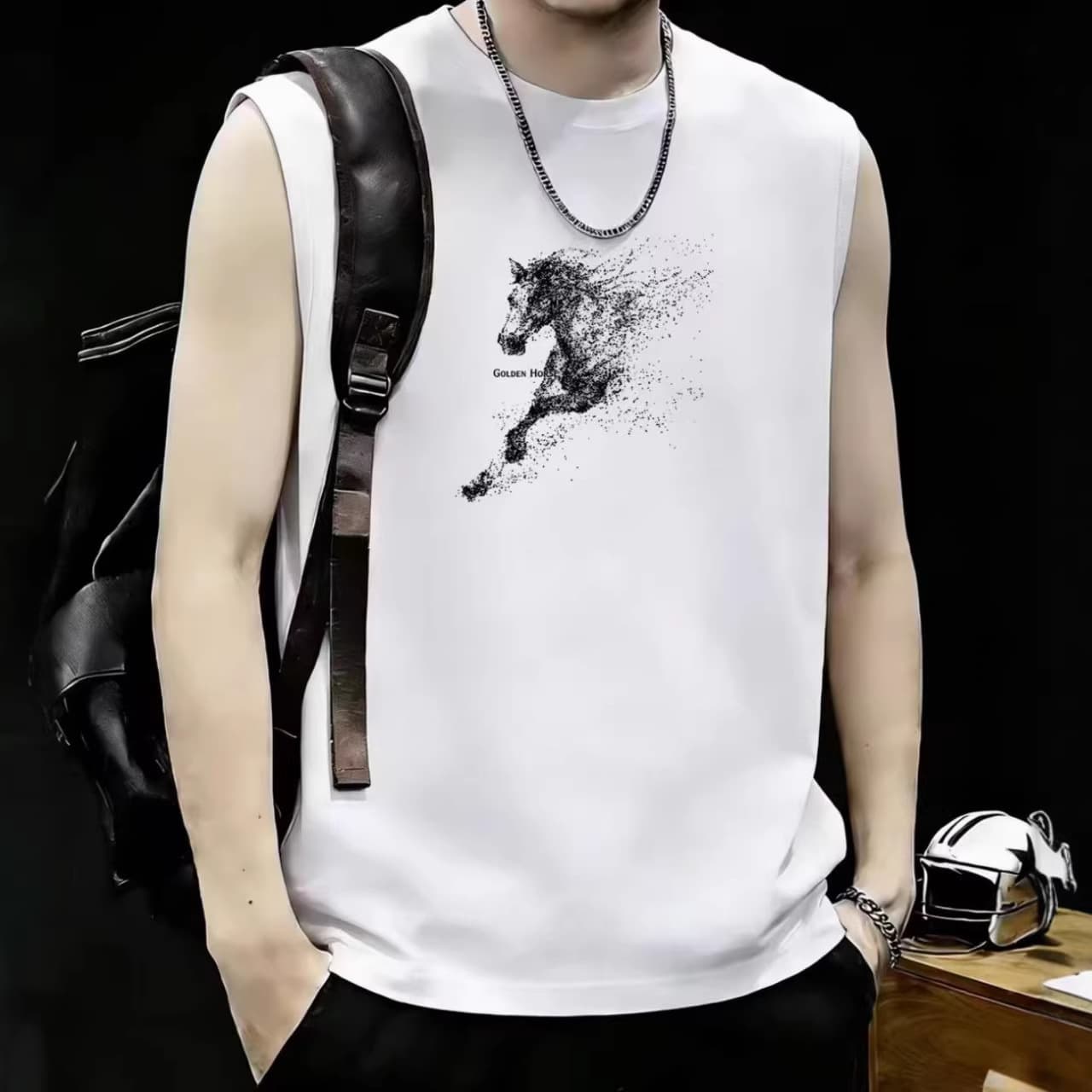 2026 New Arrival Right Shoulder Men's High Quality Pure Cotton Short Sleeve Fashion Casual Round Neck T-Shirt Trendy Versatile Top