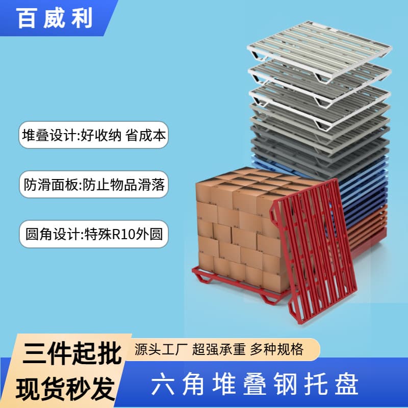 Manufacturer Steel Pallet, Two-Way Entry Metal Pallet for Forklifts, Stackable Moisture-Proof Galvanized Warehouse Racking Pallet
