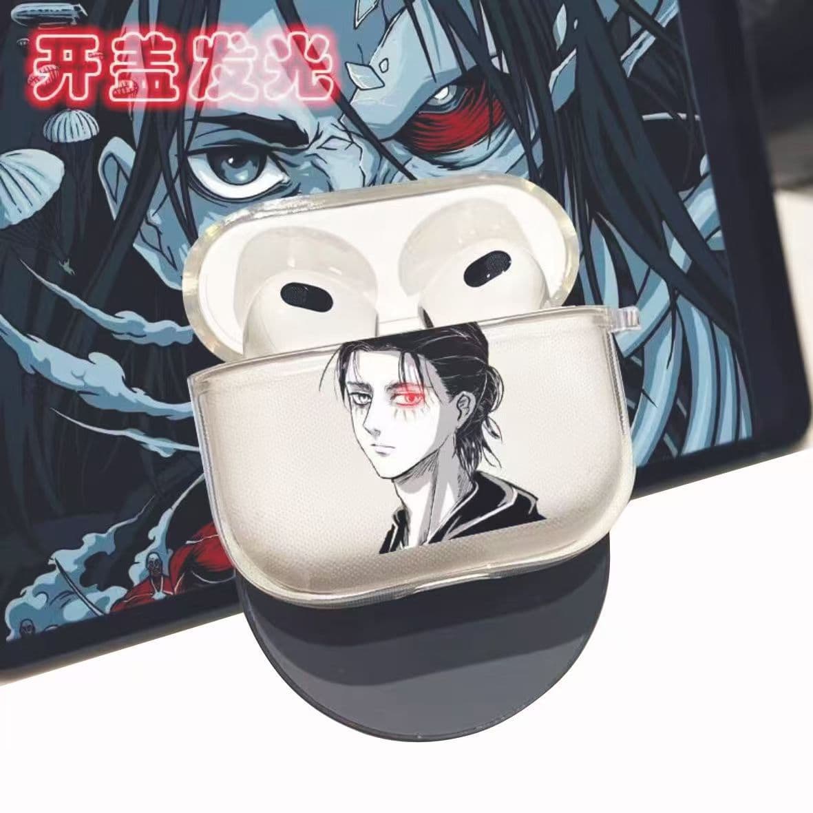 Attack on Titan Adult Eren AirPods Pro 2 Case, AirPods 3rd/4th/5th Gen Transparent Soft Shell