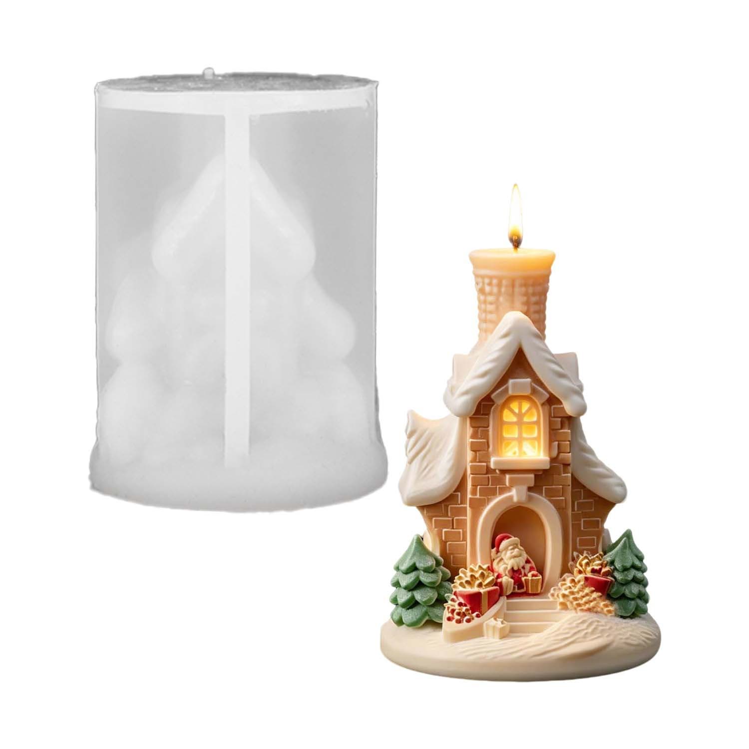 Proud DIY Christmas Cabin Scented Candle Resin Mold Christmas House Decoration Silicone Mold