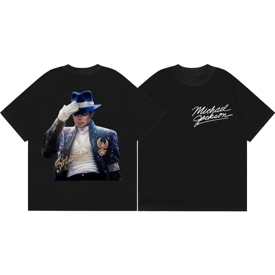 Cotton T-Shirt with Michael Jackson Graphic for Men and Women Rock Fashion Tee