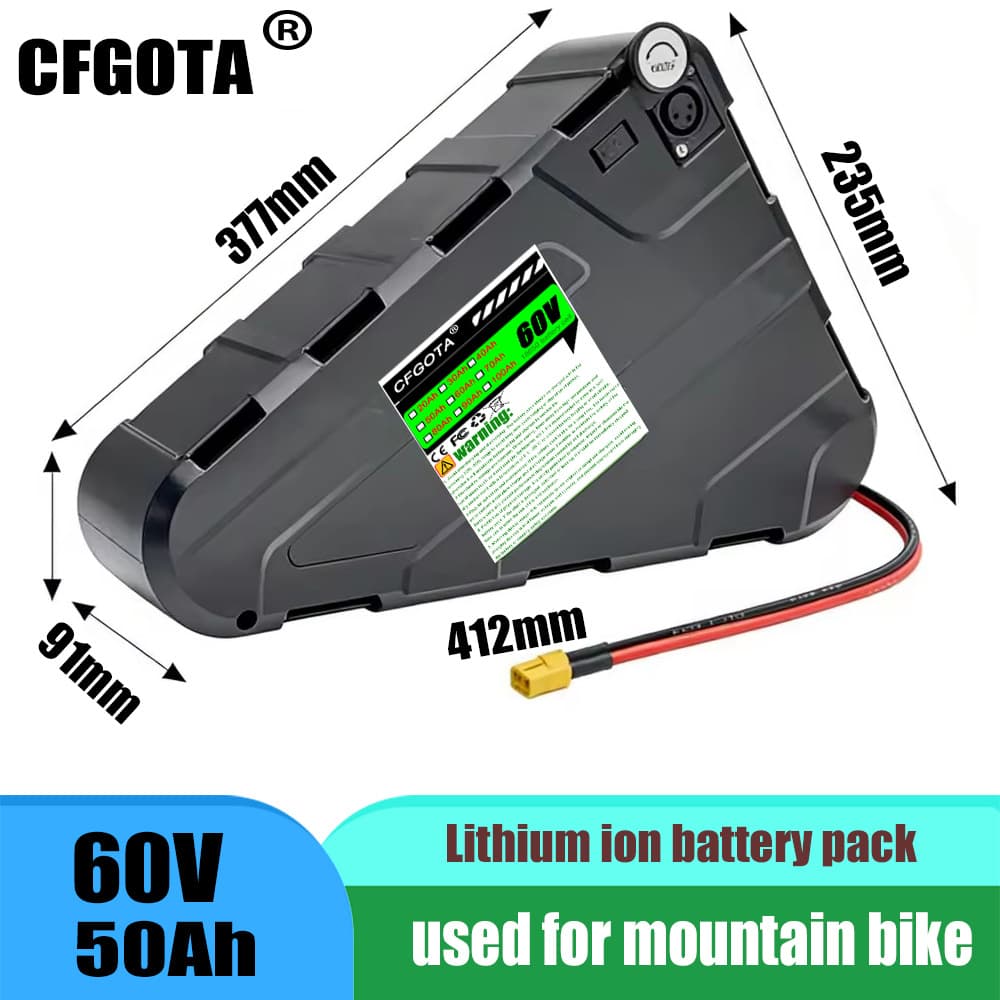 Foreign trade model 60V 20Ah-100Ah 18650 lithium ion battery pack mountain bike built-in BMS+ charger