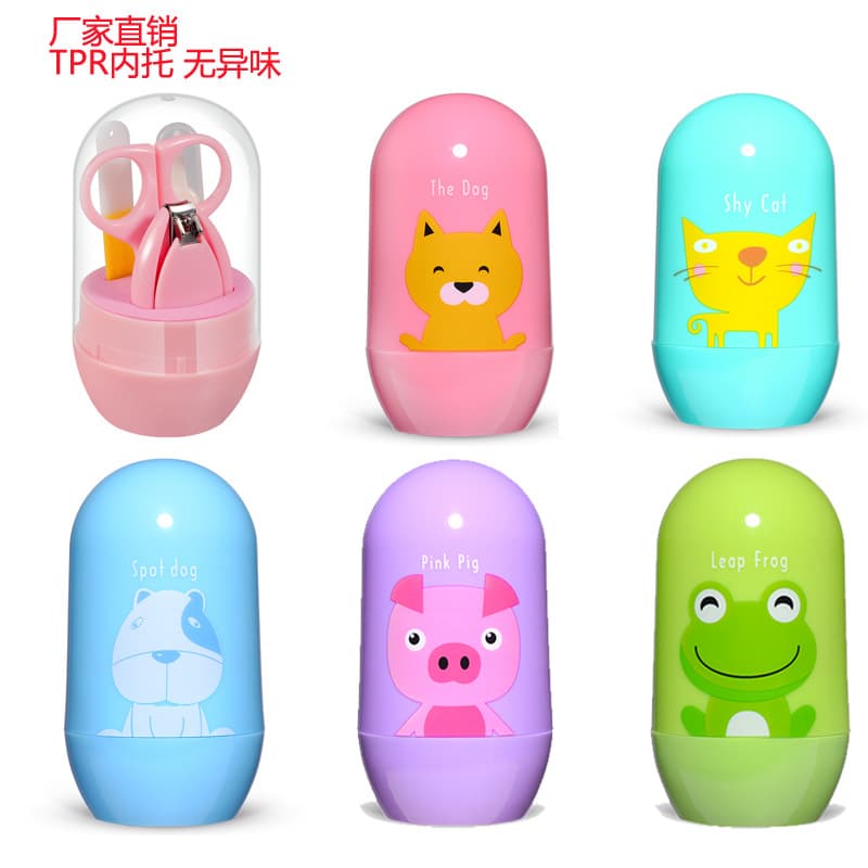 Animal Cartoon Baby Nail Clipper Set - 4-Piece Baby Nail Care Kit in Bucket