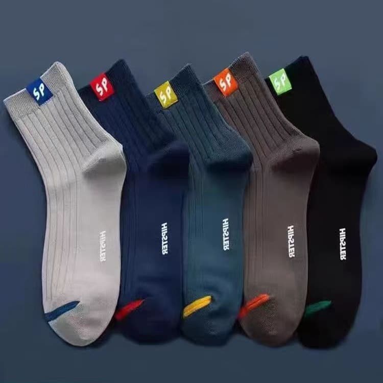 Men's Spring/Summer Mid-Calf Socks SP Letter Versatile Socks Odor-Absorbing Sweat-Wicking Sports Socks Cotton Socks Zhuji Socks