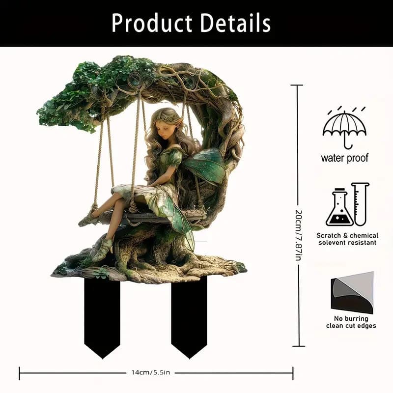 Cross-border quirky cute winged fairy elf acrylic potted plant flower handmade decoration pendant