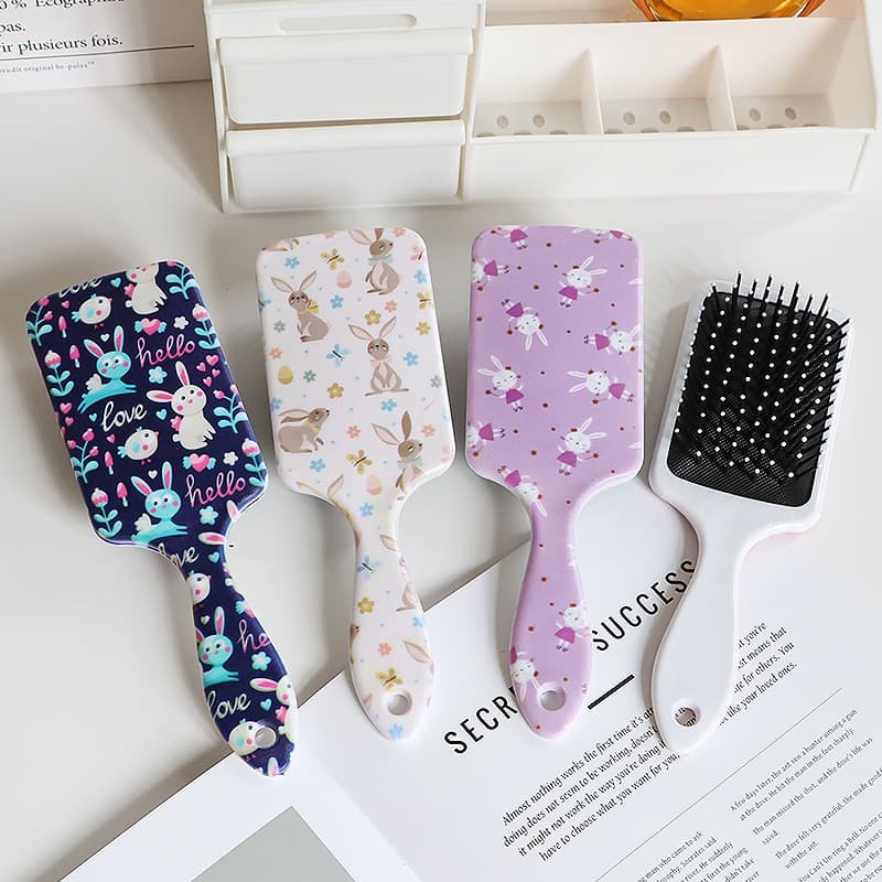 Cross-border Amazon Leopard Print Hair Cushion Comb Detangling Square Comb Cartoon Plastic Comb Factory Massage Comb