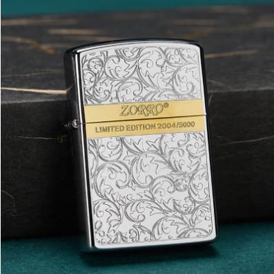 Zorro Genuine Z92067 Two-Tone Tang Grass IP Gold Kerosene Lighter, Gift and Collection, Windproof Lighter