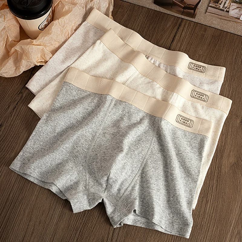Pure cotton men's underwear, high-end jacquard men's boxers, antibacterial inner crotch mid-waist hollow breathable youth boxer briefs