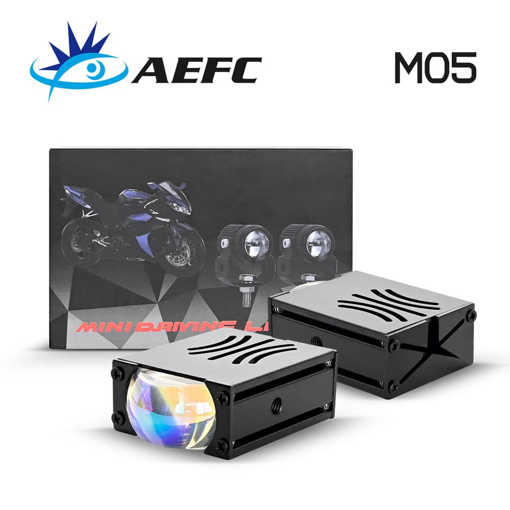 Motorcycle Spot Light, Car Grille Light Ultra-Thin Dual-Color Mini Cannon Motorcycle LED Headlight 12-80V