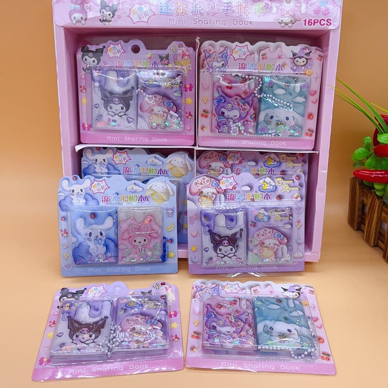 Creative Cartoon Mini Liquid Glitter Notebook - Children's Cute Pendant Book with Color Pages, Gift Idea