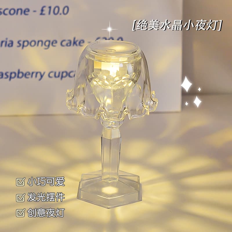 Ins-Style Creative Crystal Night Light LED Electronic Candle Light Bedroom Dorm Decorative Ambient Light Desktop Ornament