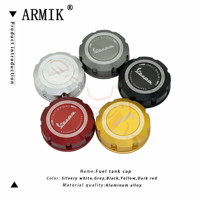 Thickened Aluminum Alloy Fuel Tank Cap Decorative Cover for Vespa Primavera Sprint 150 Modification