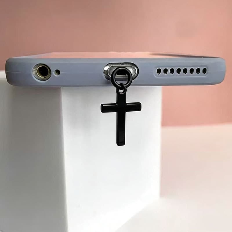Stainless Steel Cross Dust Plug Metal Texture Niche Personality Trend Believer Holiday Gift Foreign Trade Accessory