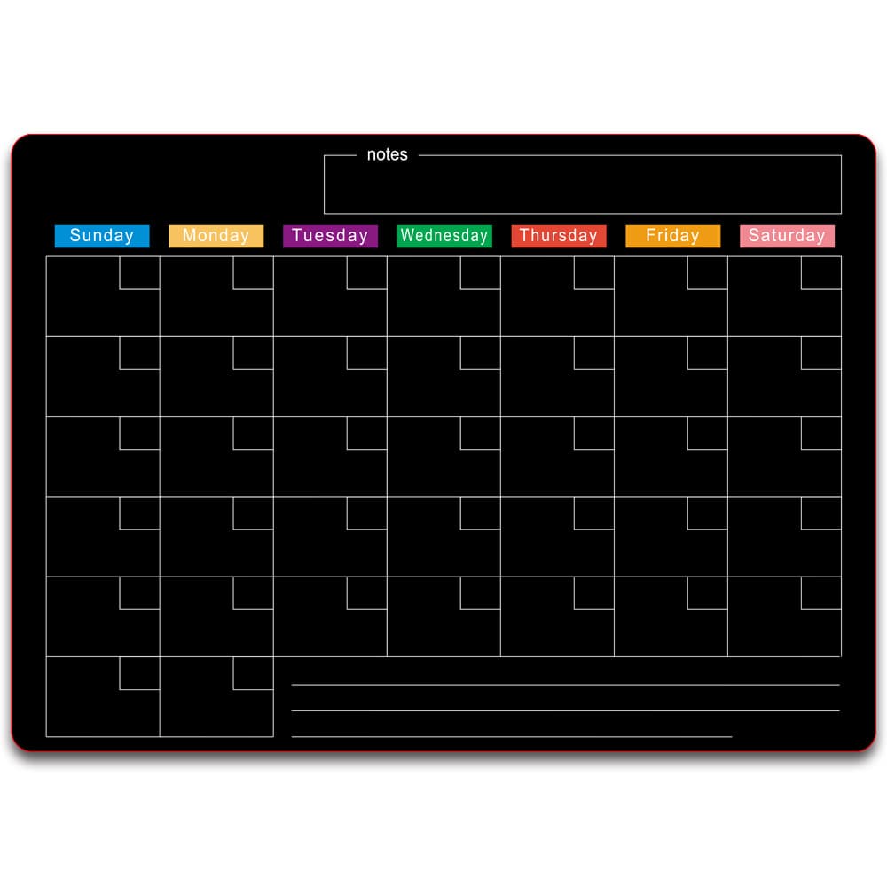 Amazon Cross-border Magnetic Calendar Memo Board Fridge Magnet Black Writing Planner Dry Erase Magnetic Blackboard