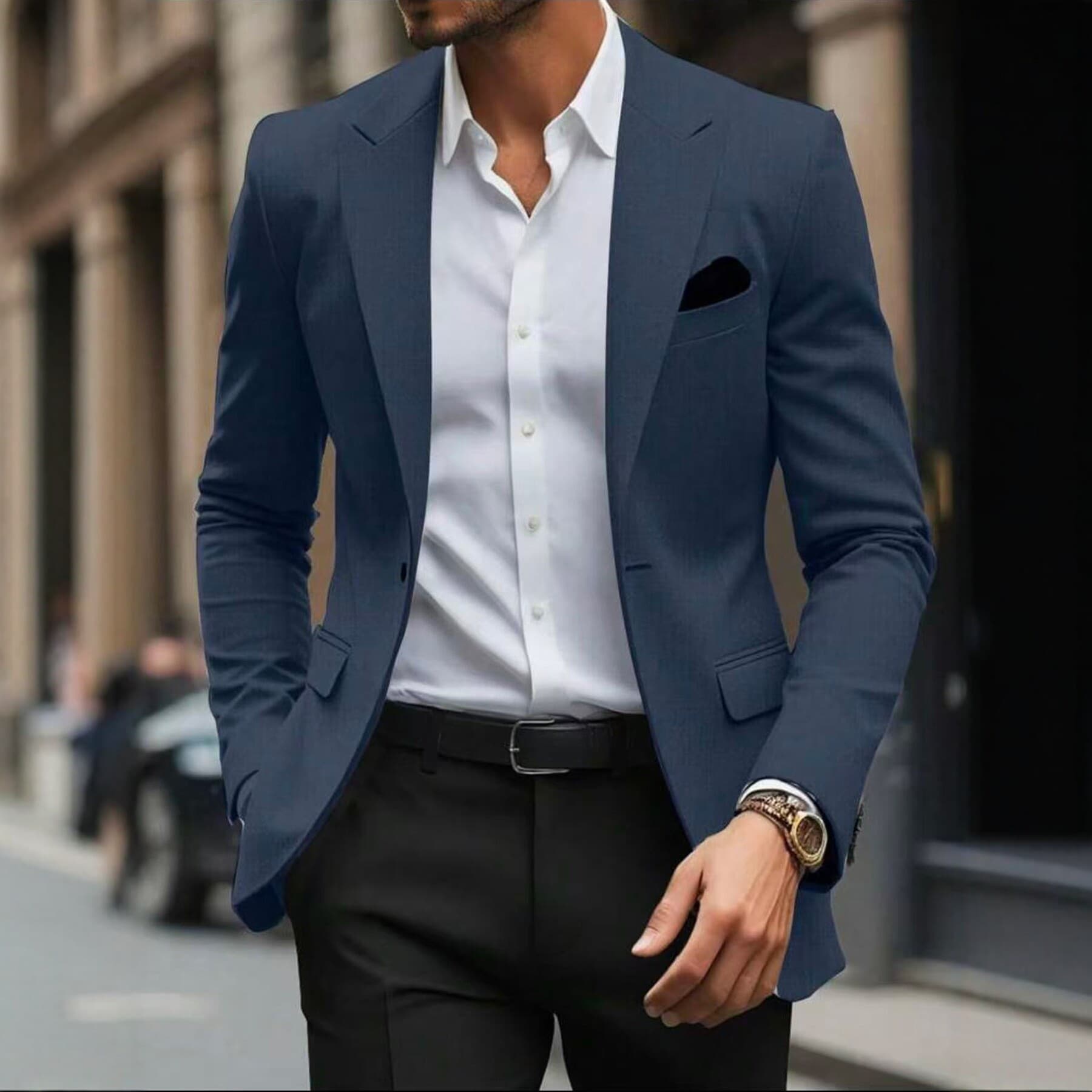 Cross-border Europe and America Men's Casual Suit Jacket Single-breasted Business Light Luxury High-end Trendy Fashion Suit for Men