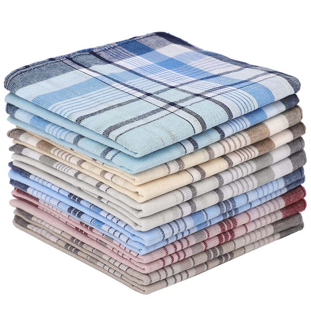 Amazon's popular pure cotton plaid handkerchief for men, a classic style for elders, made in old Shanghai style.